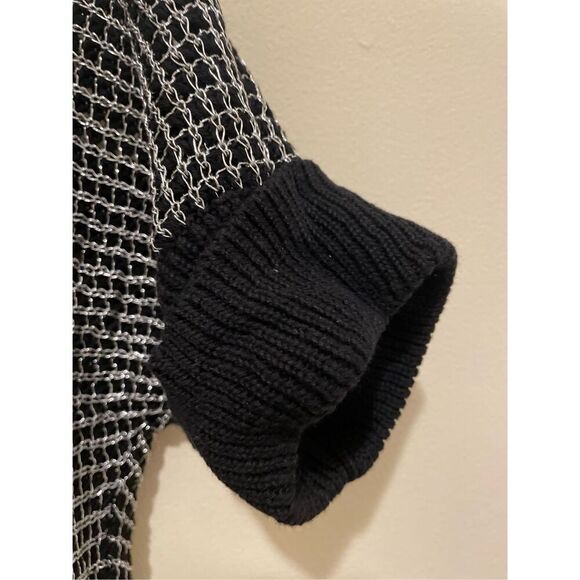 Apt 9 metallic pullover sweater silver and black 3/4 sleeve top size medium - Picture 4 of 10